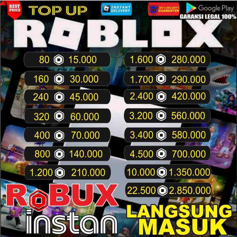 Jual Robux Instan 80 Robux (Roblox) di Seller indofast Lesmana, Kab