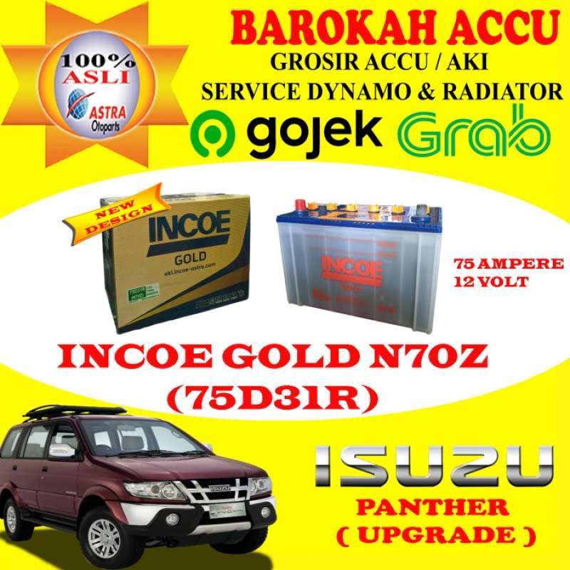 Jual Aki Mobil Isuzu Panther (upgrade) Incoe Gold N70z / 75d31r , 75ah