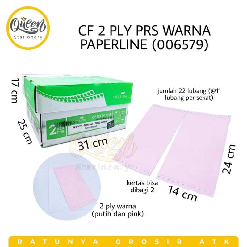 Jual 1 BOX CF 2 PLY PRS WARNA PAPERLINE / CONTINUOUS FORM / KERTAS NOTA