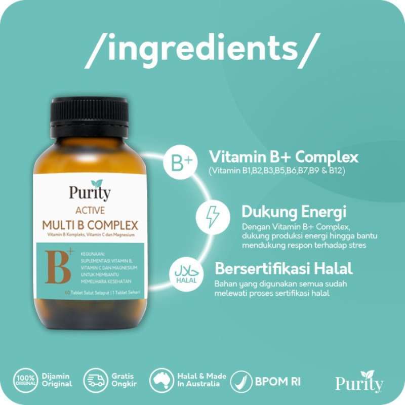Jual Purity Vitamin Double Active Multi B Complex 60 Tablet (2 Pcs) Di