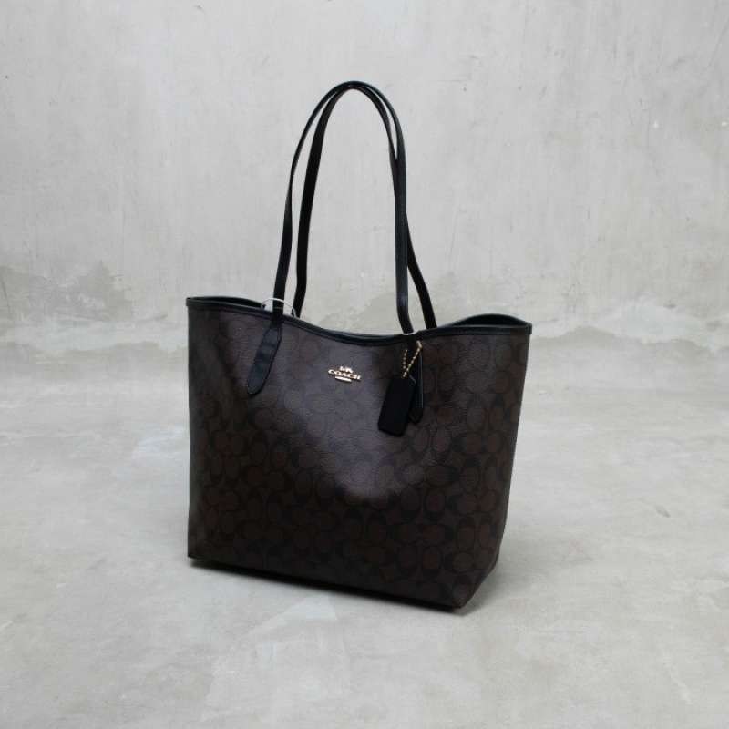 Jual Tas COACH CC BLACK BROWN TOTE BAG 100 ORIGINAL di Seller