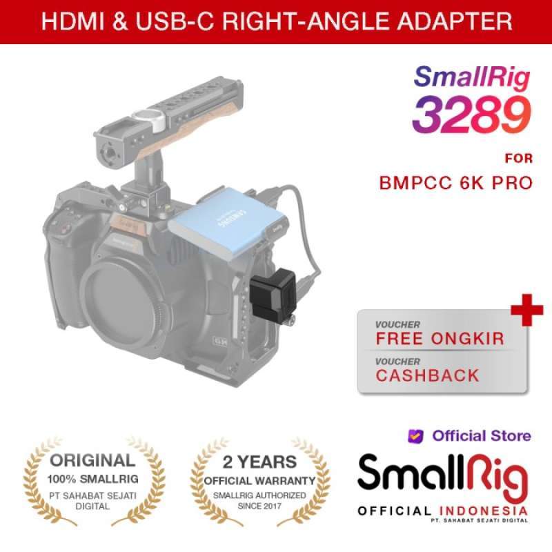 Promo SmallRig HDMI & USBC RightAngle Adapter for BMPCC 6K Pro 3289