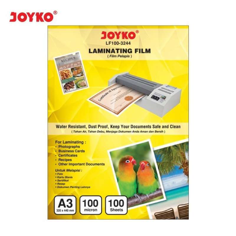 Jual Laminating Film Plastik Laminating Joyko LF1003244 A3 100 Sheets