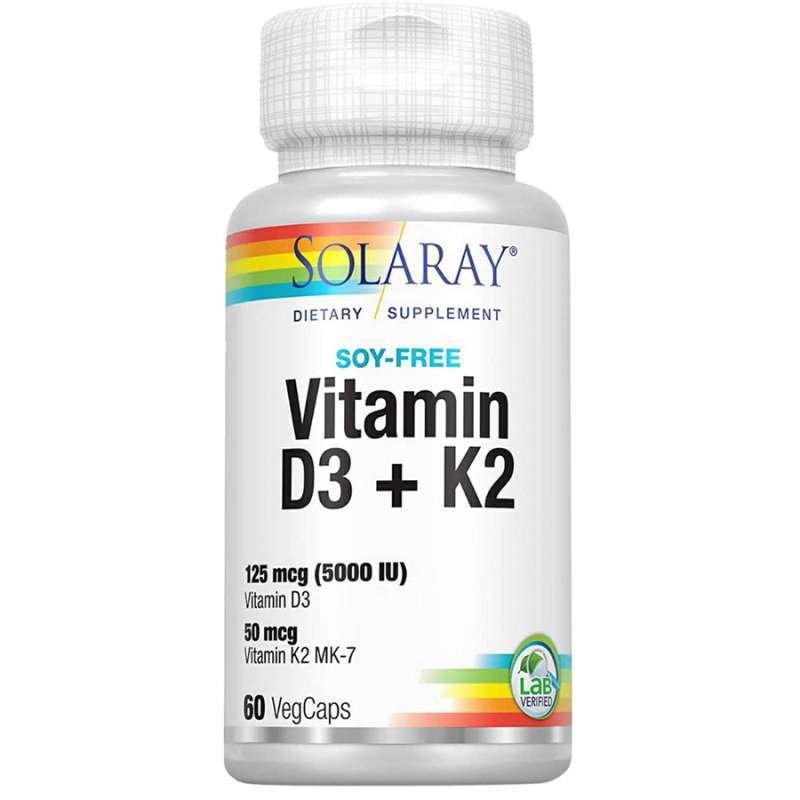 Promo (ORIGINAL) Solaray Vitamin D3 K2 5000 IU 60 Veg Vitamin D3K2 ...
