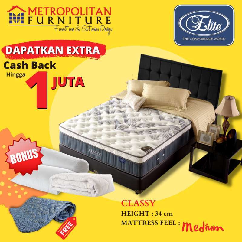Promo Elite Kasur Springbed Classy Kasur Pocketed Spring Latex Full