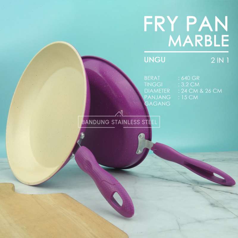 Jual frypan teflon marble wajan penggorengan 2 pcs cantik