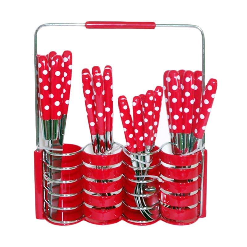 jual miibox polkadot set peralatan makan merah 24 pcs jual miibox polkadot set peralatan makan merah 24 pcs