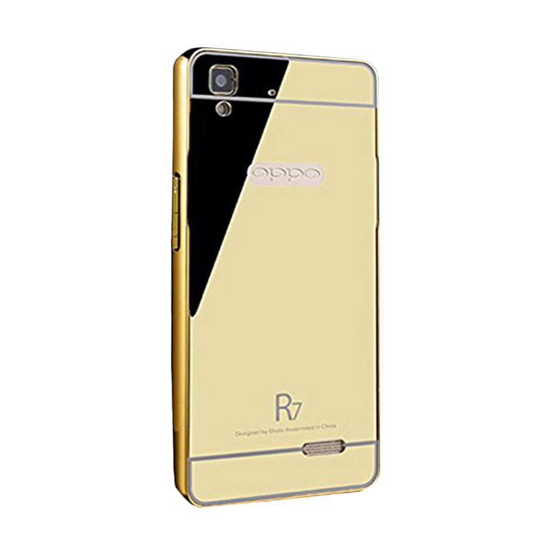 Jual Bumper Mirror Sliding Casing for OPPO Neo 9 - Gold 