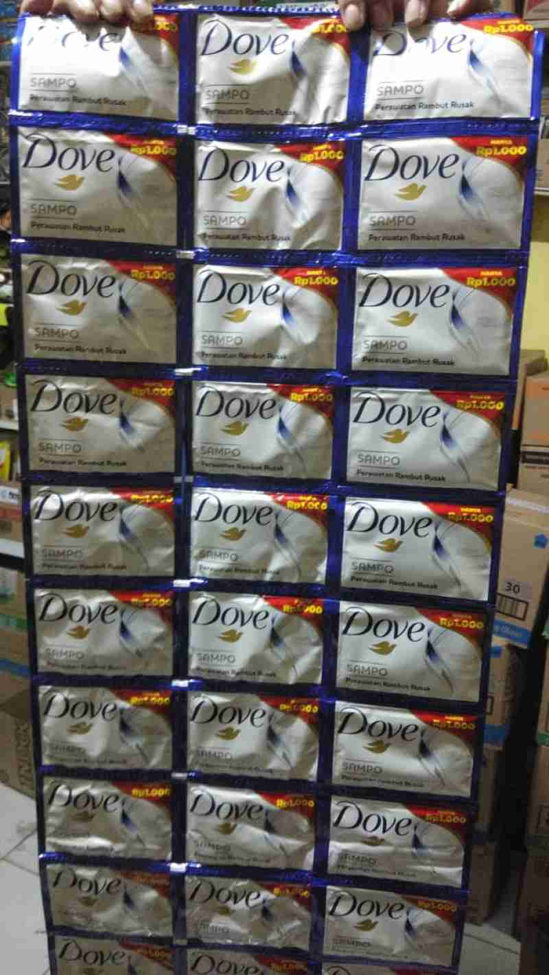 Jual Shampoo Dove Biru Dove Total Damage Renceng (12 Sachet X 9 Ml) Di