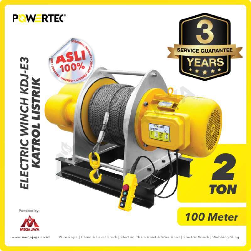 Jual Electric Winch Hoist 2 Ton x 100 Meter 3 Phase POWERTEC KDJE3 di