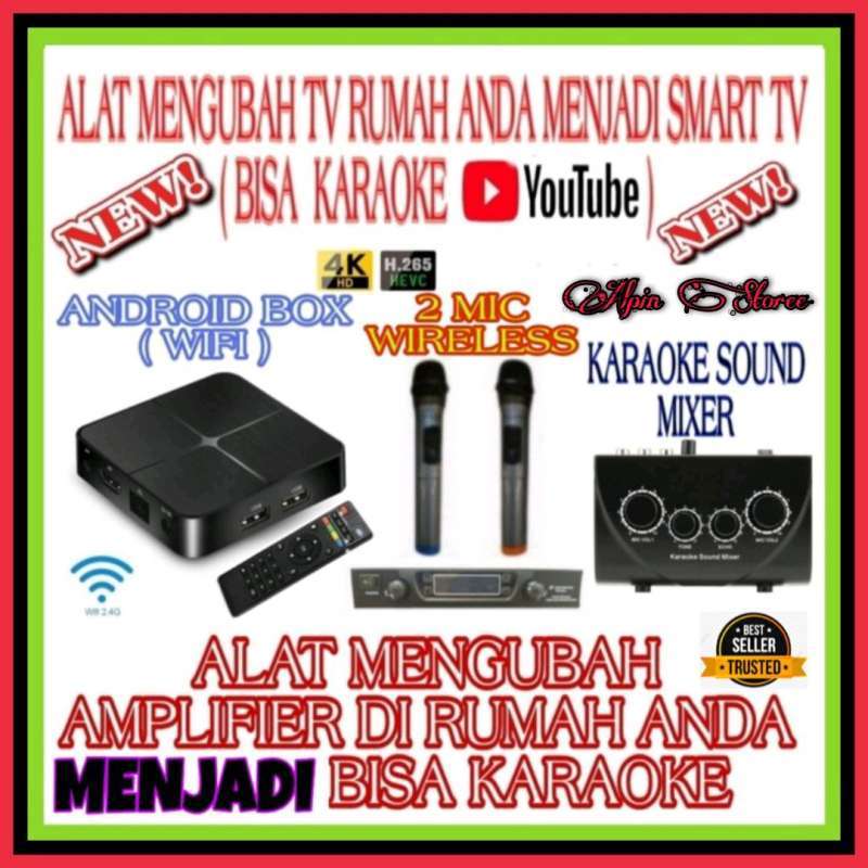 Promo Tv Android Box Wifi / Mixer / 2 Mic Wireless / Alat Karaoke Di