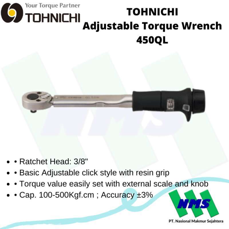 Jual TOHNICHI Adjustable Torque Wrench 450QL 100500Kgfcm di Seller NMS