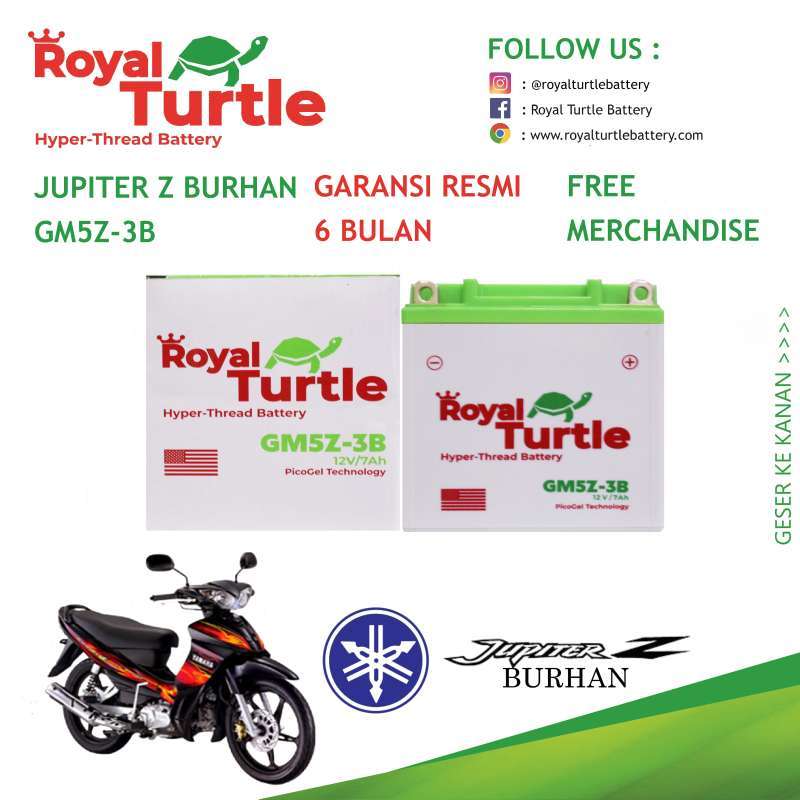 Jual Aki Motor Yamaha Jupiter Z Burhan Burung Hantu ROYAL TURTLE GM5Z3B