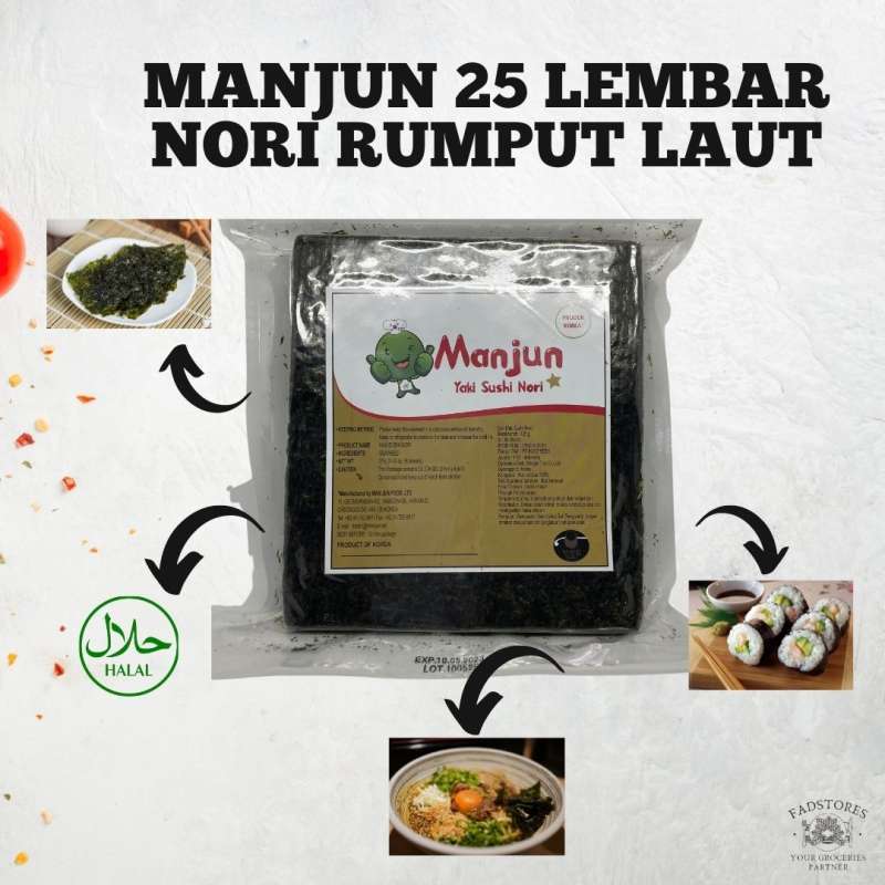 Promo Nori Rumput Laut Manjun 25 Lembar Nori Sushi Halal Diskon 23