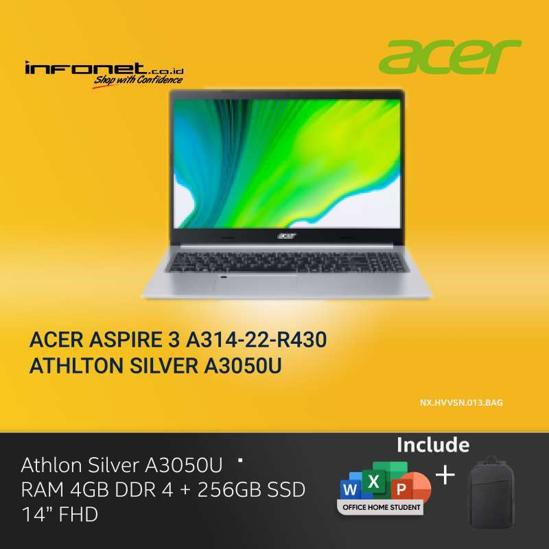 Jual Acer Aspire 3 A314-22-r430 Athlon Silver A3050u 4gb 256gb 14 Fhd ...