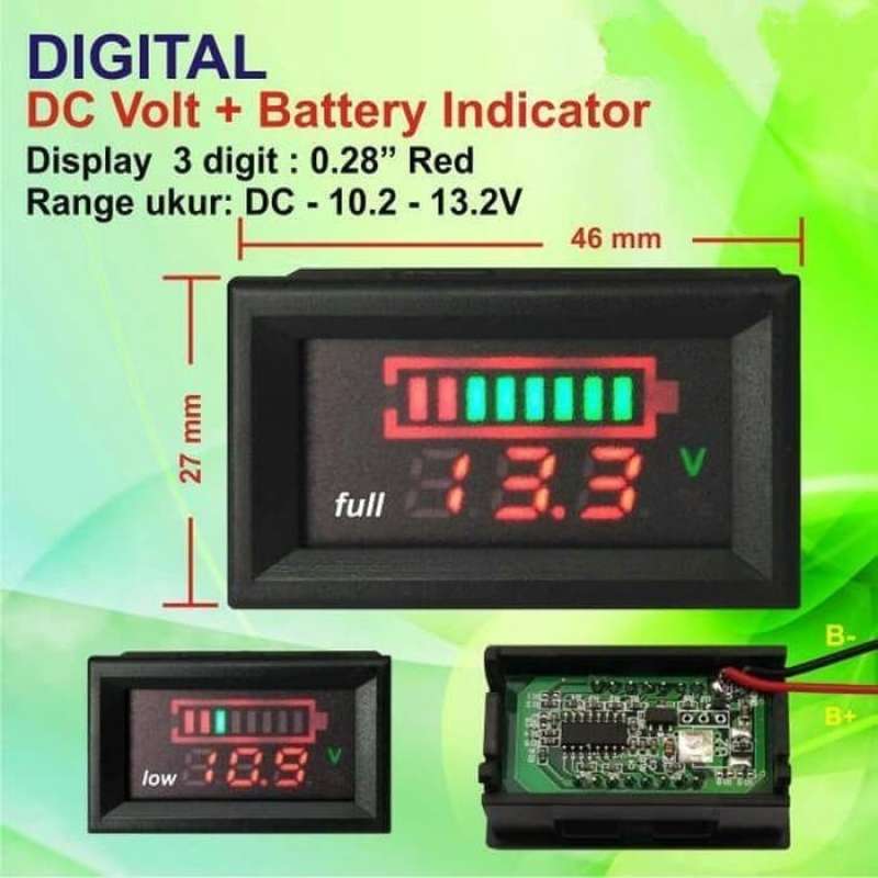 Promo Battery Capacity Tester Indicator for 10V 13V / Baterai Meter