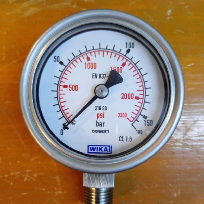 Jual Wika Pressure Gauge 232.50.063 Range 160 Bar 2nd Scale Psi Di