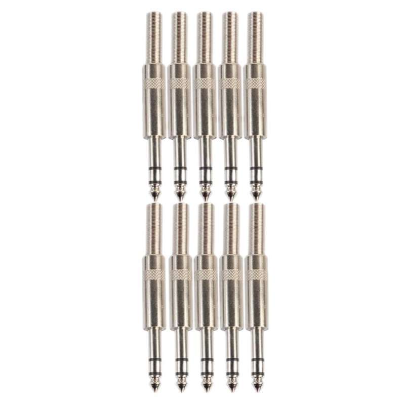 Jual 10x 1/4inch Plug Adapters for Microphone Amplifier Electric Guitar