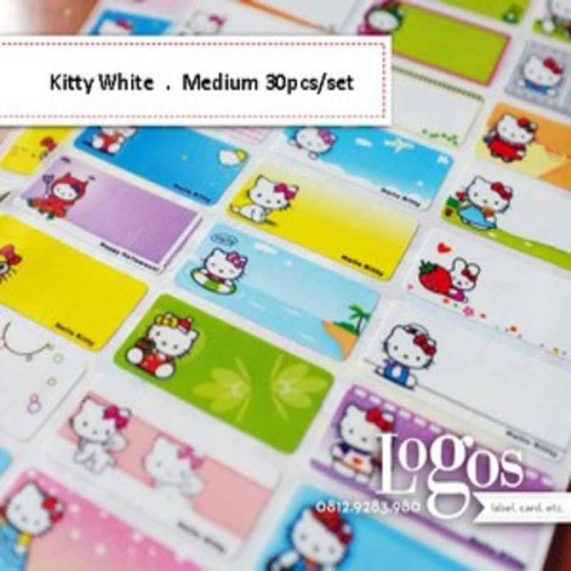 Jual Hello Kitty Sticker Medium Name Label. Stiker Karakter Sanrio Lucu ...
