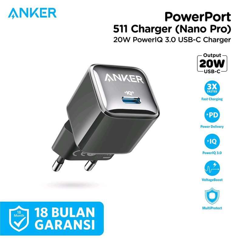 Promo Charger Anker Powerport III Nano Pro 20W PD IQ Type C Ori Anker