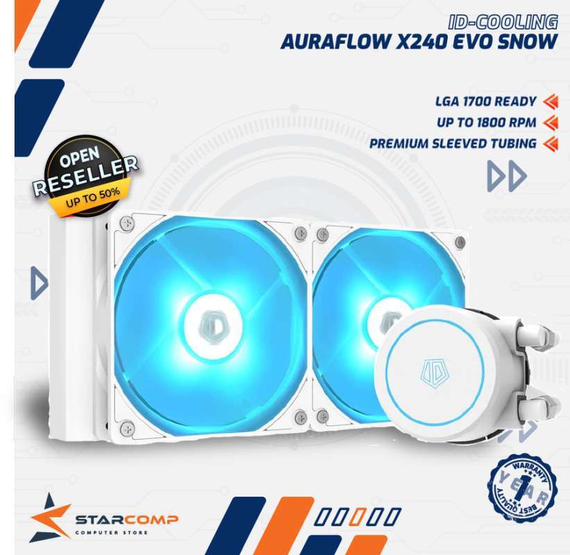 Jual ID-COOLING AURAFLOW X 240 EVO SNOW RGB Sync AIO CPU Water Cooling ...