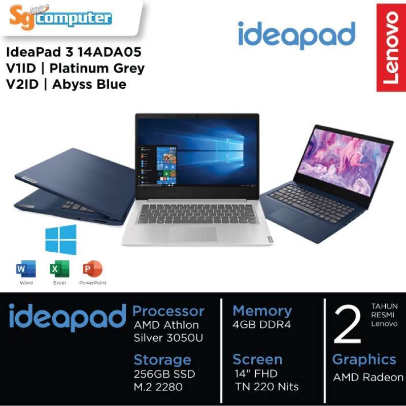 Jual LENOVO IdeaPad 3 14ADA05 V1ID V2ID AMD 3050U 4GB 256GB 14 W11 OHS ...