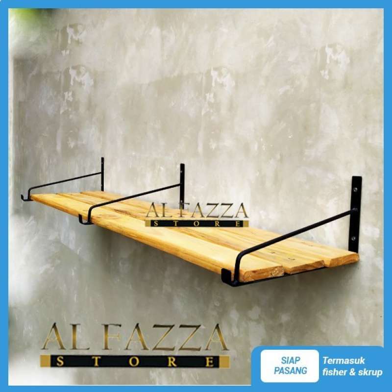 Promo Ladin 1 Meter Rak Buku Dinding Besi Dan Kayu Vintage Kuno Es
