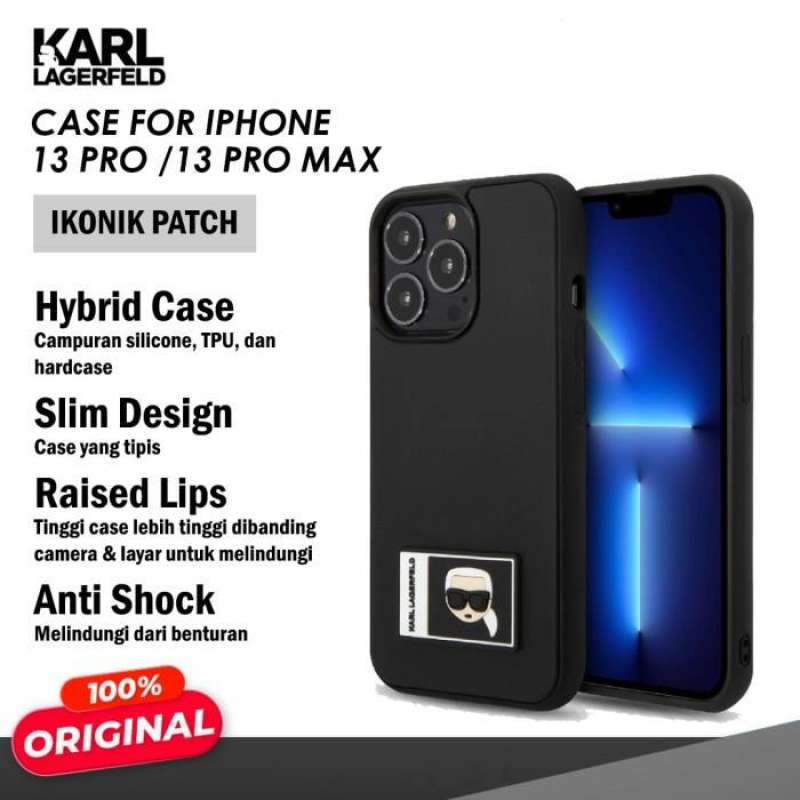 Jual Case iPhone 13 Pro / Max Karl Lagerfeld Ikonik Casing Black Hard