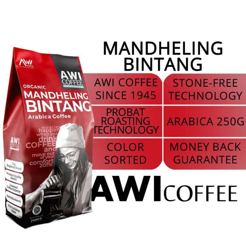 Jual Awi Coffee Mandheling Bintang 250G Biji Arabica Roasted Coffee