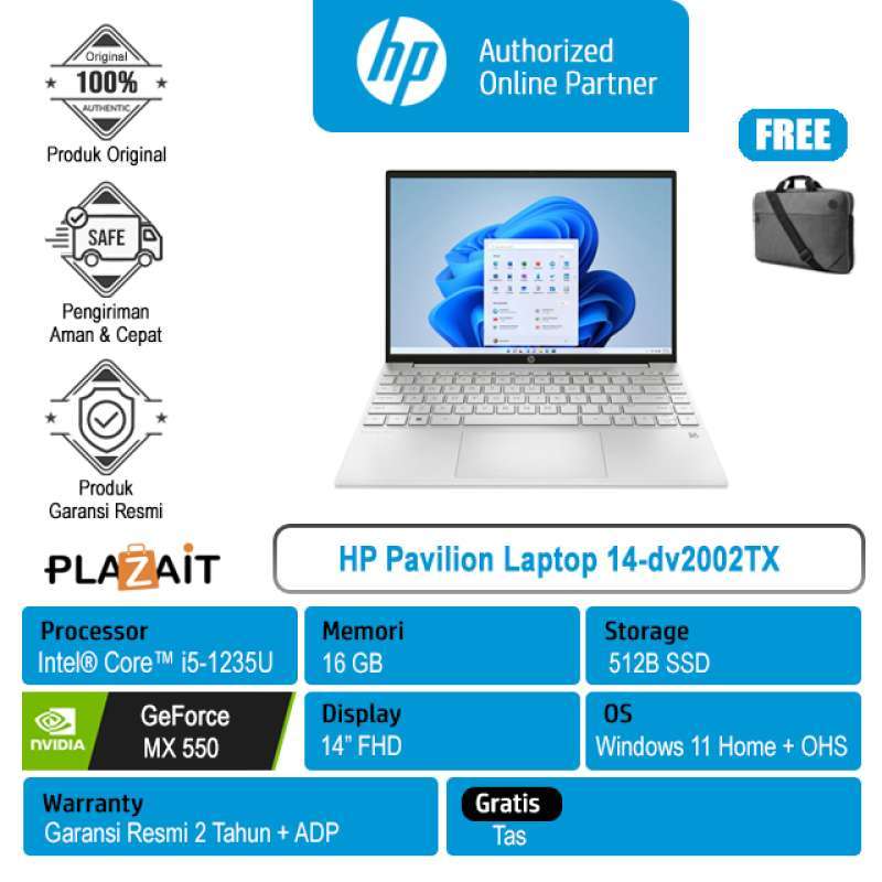 Jual Hp Pavilion Laptop 14-dv2002tx I5 1235u/16gb/512gb/mx450/w11+ohs ...