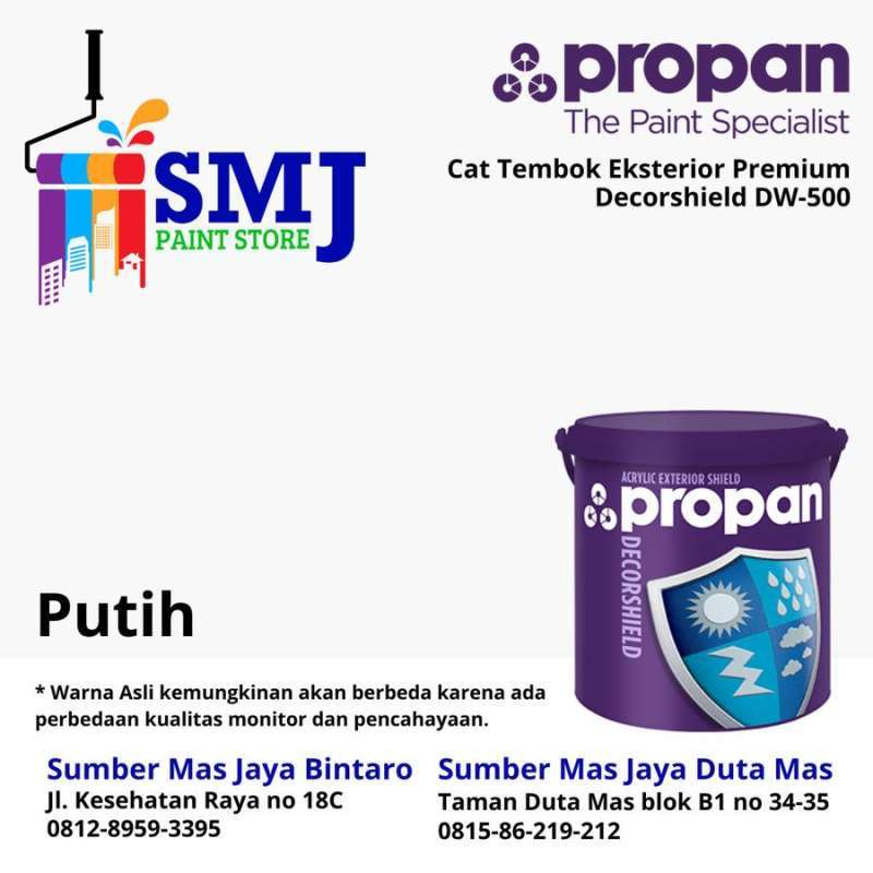 Jual Cat Tembok Eksterior Premium PROPAN DECORSHIELD warna Putih 20L di