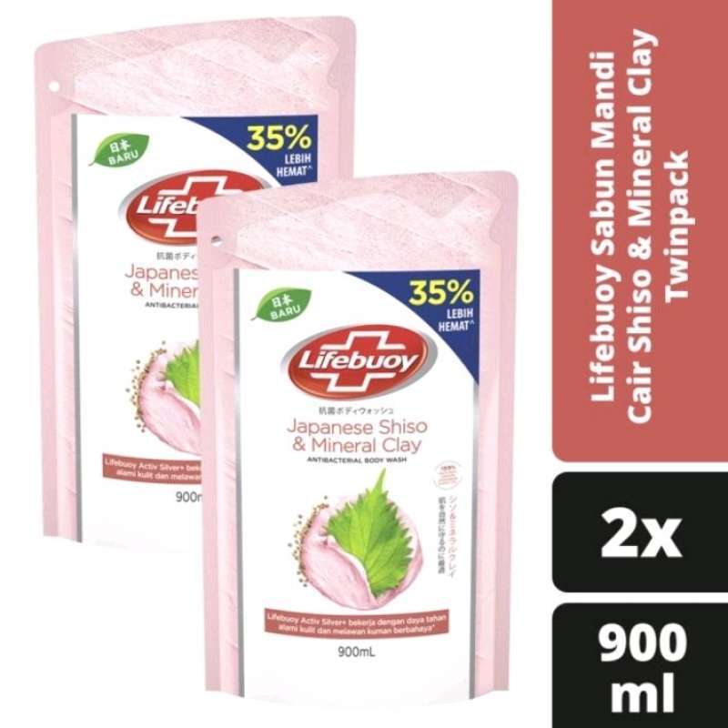 Jual Lifebuoy Body Wash Japanese Shiso & Mineral Clay 900ml 2Pc di