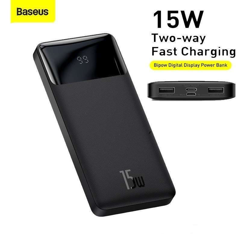 Jual Baseus Bipow Digital Display Power Bank 10000mAh 15W Black PPDML