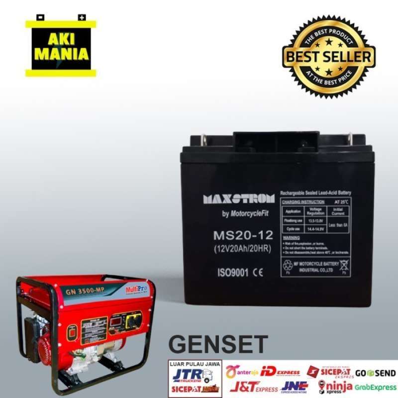 Promo Aki Genset 12V 20Ah Aki Ups Maxstrom 6-Dzf-20 Paling Bagus Diskon