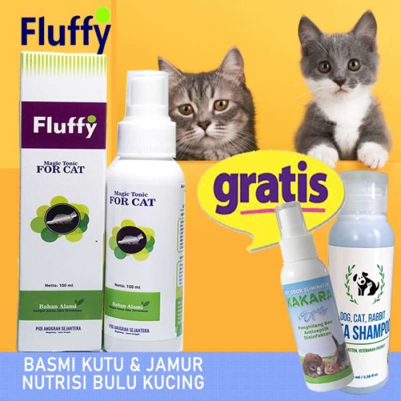 Jual Obat Jamur Kucing Atasi Jamur Kulit Bulu Rontok Fluffy Bonus Cat ...