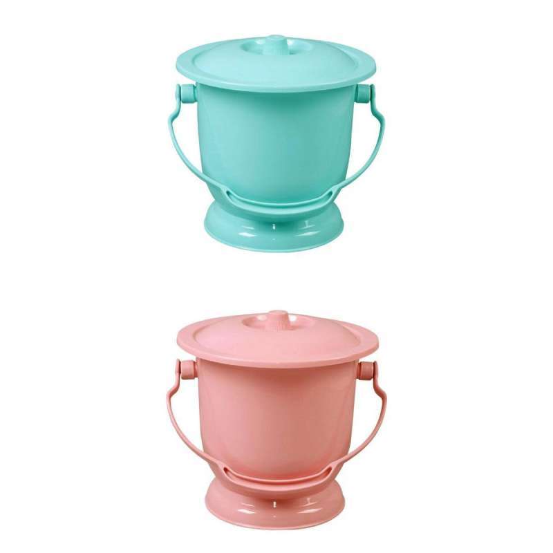 Jual 2pc Chamber Pot With Lid Bedpan Spittoon With Handle Urine Bucket