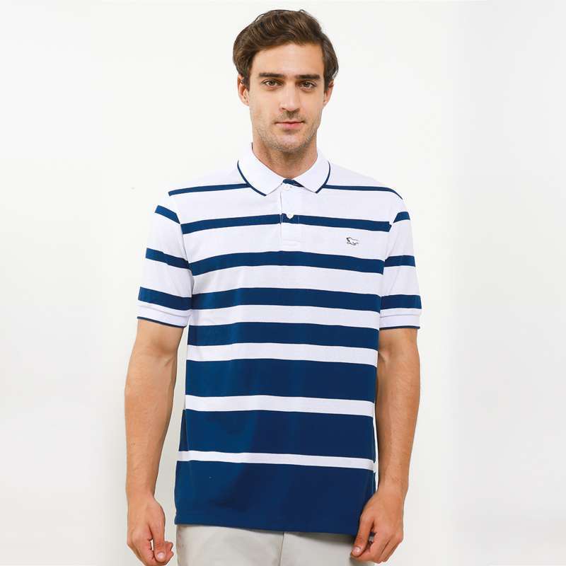 Walrus Kaos Polo Salur Stripe Mode Pria