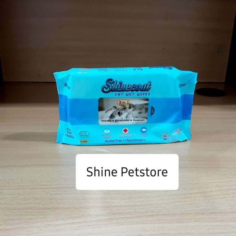 Jual Tissu Basah Kucing Shinecoat Cat Wet Wipes 3In1 50Sheets di Seller