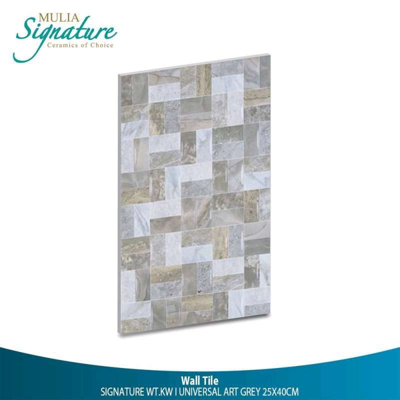 Jual KERAMIK DINDING 25X40 UNIVERSAL ART GREY GLOSSY MULIA TILE di