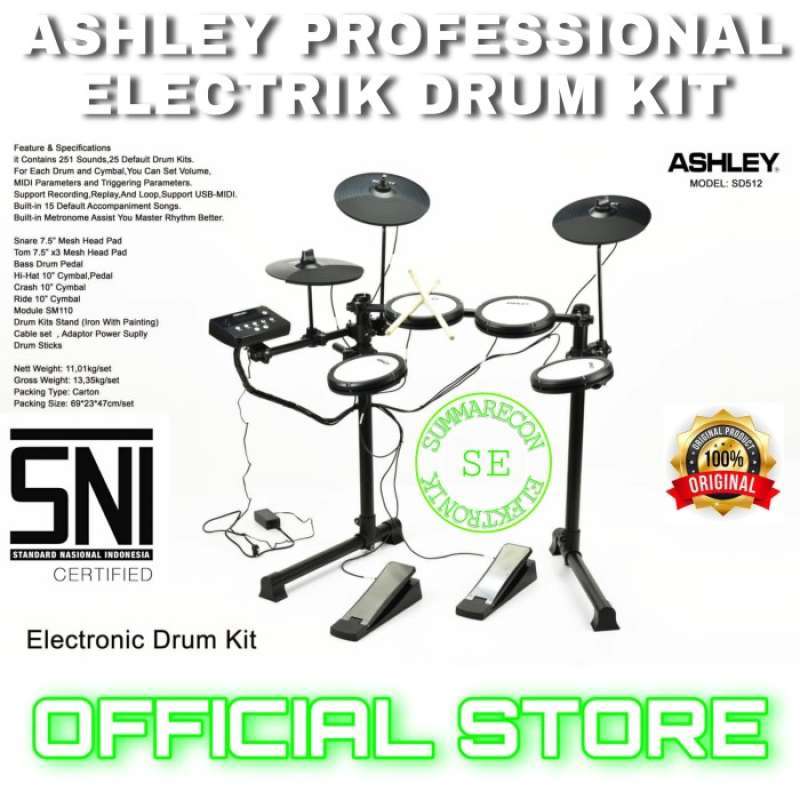 Jual drum elektrik original ashley sd512 drum elektrik di Seller