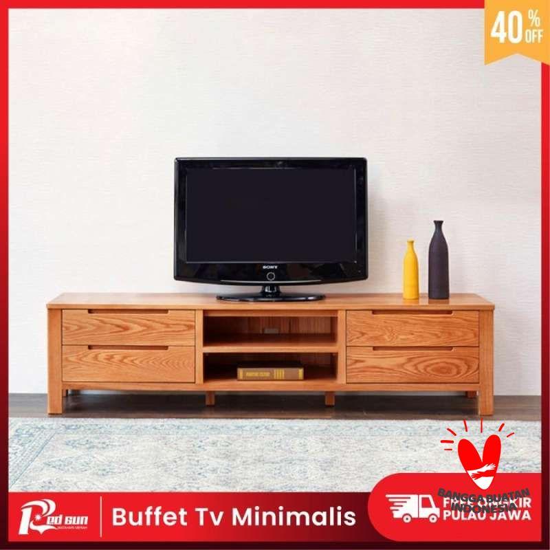 Jual Red Sun Meja Laci Tempat TV Kayu Mahoni Meja Simple Minimalis