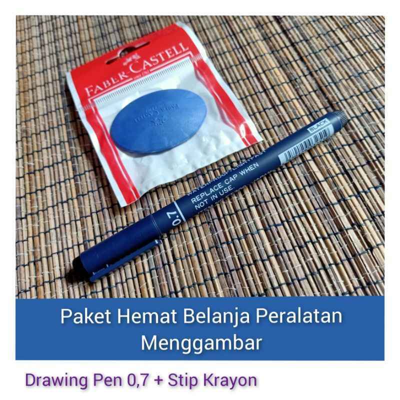 Jual Drawing Pen 0, 7mm Buat Sket Gambar Dan Penghapus Krayon Faber