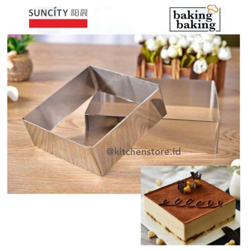 Jual Square Mousse Ring Suncity / Ring Cake Stainless Kotak Suncity