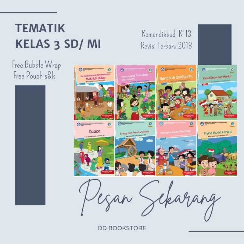 Jual Buku Tematik Kelas 3 Sd/mi Tema 1 2 3 4 5 6 7 8 & Pai Dikbud K13 ...