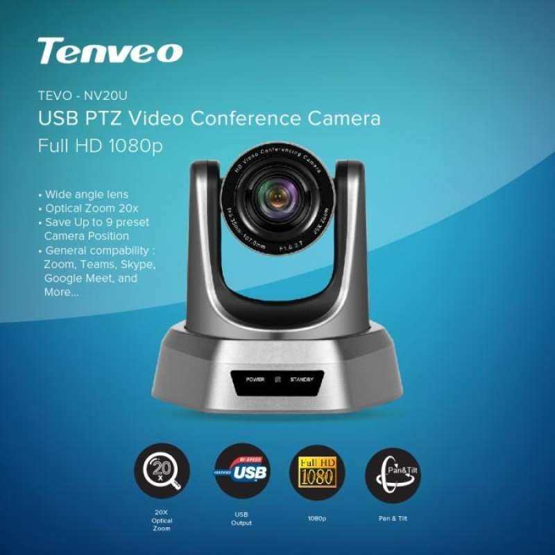 Tenveo VHD620A AI Auto-Tracking PTZ Camera Live Streaming 20X Optical Zoom SDI/HDMI/USB/RJ45 Video Conference Room Camera FHD 1080P 60FPS With Audio For Live Streaming Church Services Worship Events Broadcast