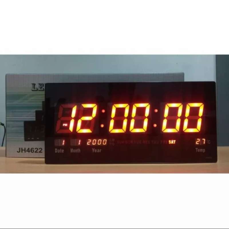 Jual Jam Digital Led Merah Jh 4622 Wall Clock Tanggal Suhu Di Seller