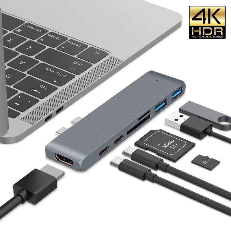 Jual 7 In 1 Two Usb Type C Hub To Multi Hdmi Adapter MacBook Pro Usb 3.0 Di Seller Smart Vision