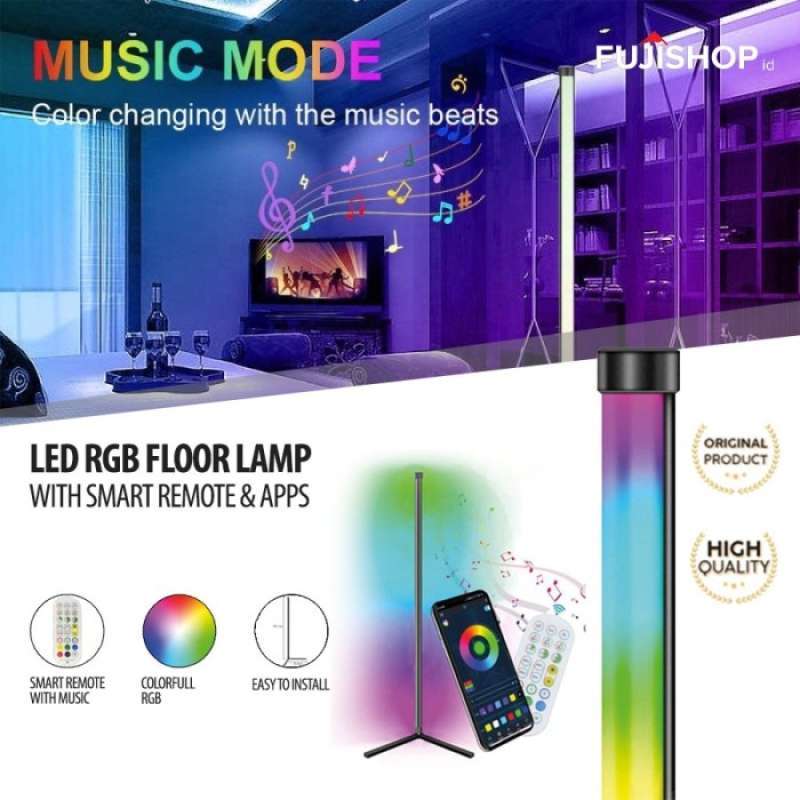 Promo LED RGB Floor Lamp with Smart Remote & Apps / Lampu Hias LED RGB