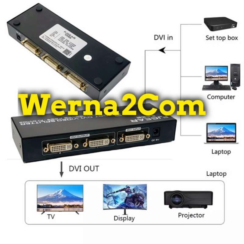 Promo DVI SPLITTER 2 Port / 1 input to 2 Output FJGEAR Multycolour