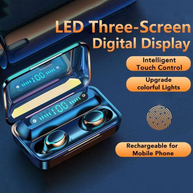 Promo Jbl TwsF9 Bluetooth 5.0 Earphone Wireless Hifi 8D Digital Led